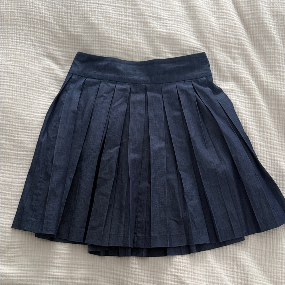 ALICE & OLIVIA Pleated Navy Women's Skirt - Classic A-Line